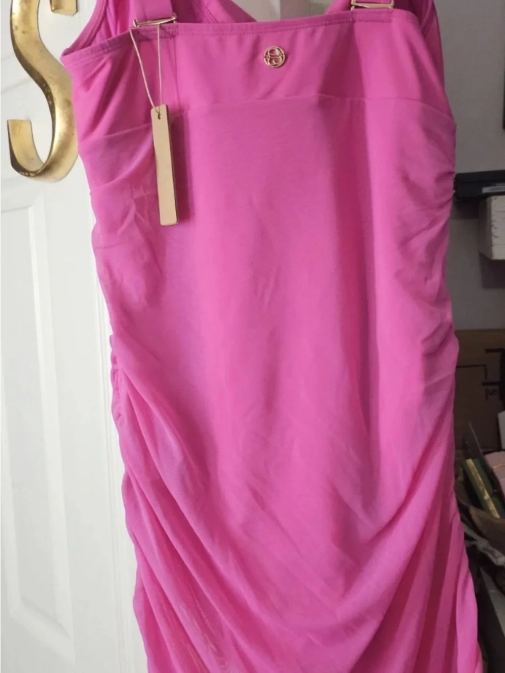 Plus-Size Twist Front One-Piece Swimsuit in Hot Pink